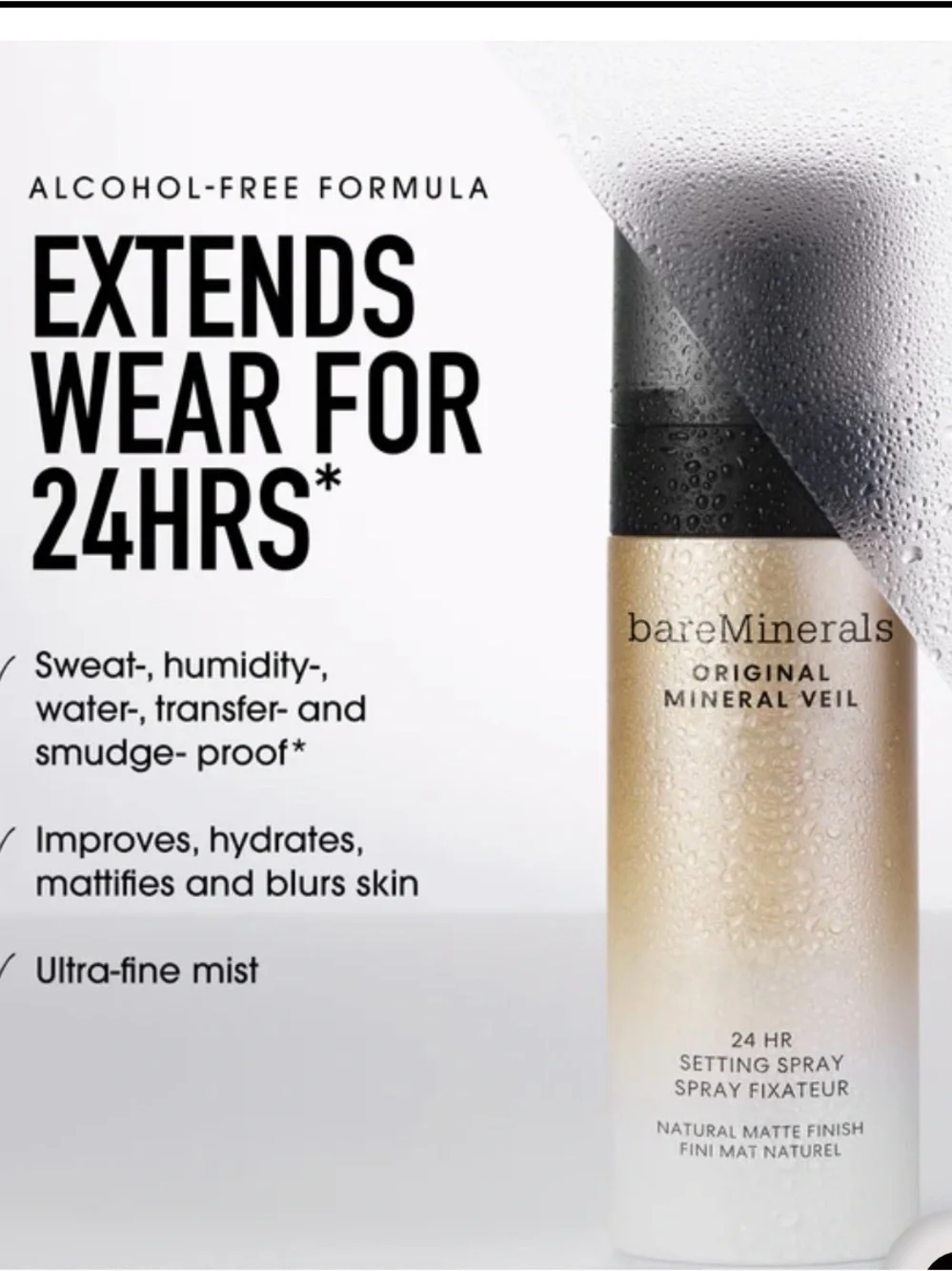 NIB★Bare Minerals Original Mineral Veil Setting Spray